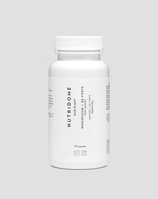 magnesium + b6 forte tablets for leg cramps, calves, fatigue and stress nutridome 60 capsules - 1