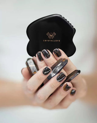 Facial Gua Sha Massage Plate with Obsidian Stone of Great Power Crystallove - 2
