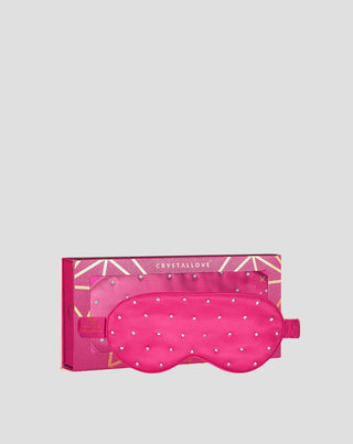 Silk sleep eye mask decorated with crystals – hot pink Crystallove - 1