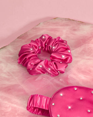 Crystal-Infused Silk Hair Tie – Hot Pink Crystallove - 2