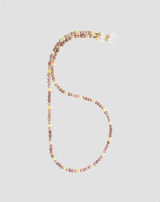 Natural stone eyeglass chain pink and lemon jade Mys - 1