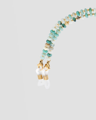 Gold-plated eyeglass chain with African turquoise and amazonite Mys_4 - 4
