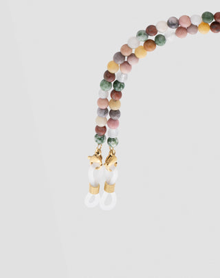 Gold-plated eyeglass chain with agate, maifan, jasper and aventurine Mys_3 - 4