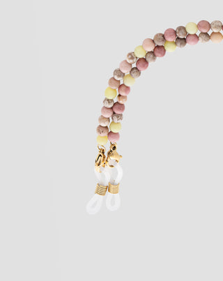 Gold-plated eyeglass chain with pink and lemon jade Mys_3 - 4