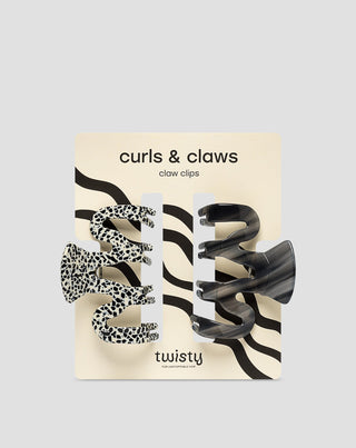 Set of large hair clips - marbled and black Twisty 2 pcs - 1