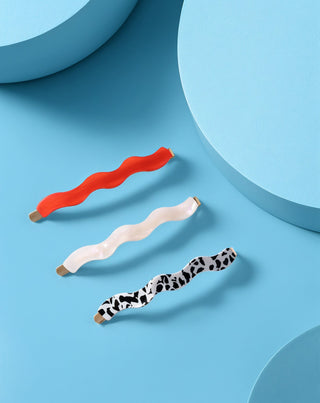 Set of wavy hair pins red, marbled, pearl Twisty 3 pcs. - 2
