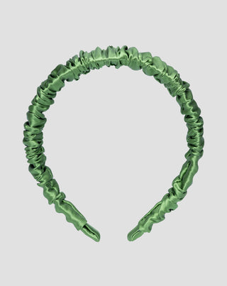 Silk hairband in 100% natural silk green Twisty - 1