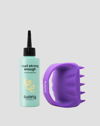 Silicone massager set + enzymatic scrub for cleansing and stimulating scalp microcirculation Twisty - 1