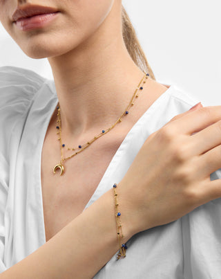 Gold-plated stainless steel bracelet with lapis lazuli Mys_1 - 2