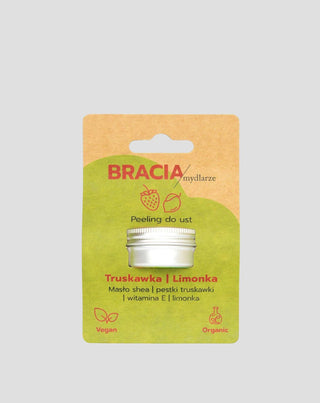 Strawberry and lime lip scrub with vitamin E moisturizing and smoothing Bracia Mydlarze_3 - 3