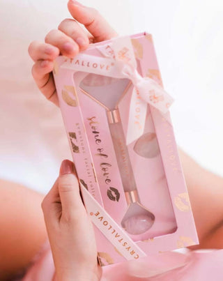 Rose Quartz Stone Face Massager of Love Selflove Set Crystallove - 2