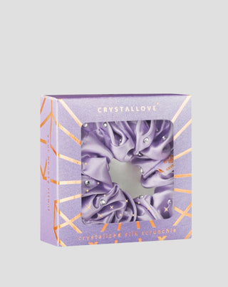 Silk hair tie with crystals – lilac Crystallove_4 - 4
