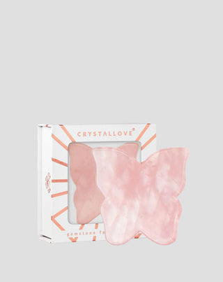 Butterfly Plate for facial gua sha massage made of rose quartz Crystallove - 1