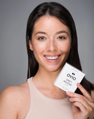 Ash grey zero power monthly coloured contact lenses Grey Moons No. 1 Ovio - 2