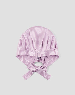 Twisty pink silk sleeping cap for curly and wavy hair - 1
