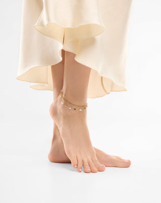 Stainless steel gold-plated ankle bracelet with agate, maifan, jasper and aventurine Mys_1 - 2