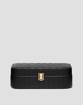 Large jewelry box with compartments, rollers and mirror, black Mys - 1